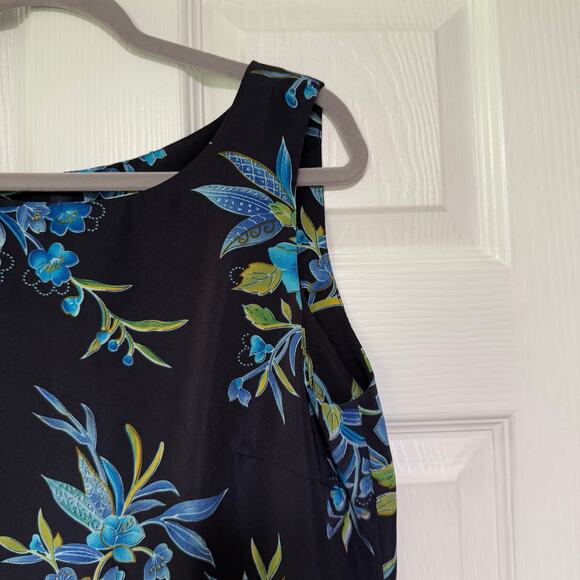 Studio I Women's Floral Blue Navy Sleeveless Maxi Dress Size 12 - Picture 6 of 12